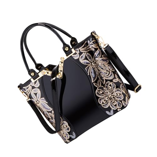 DIKACA Elegante Damen Handtasche aus Hochwertigem PU mit Großer Kapazität Vielseitige Schulter Tragetasche für Alltag Reisen Shopping und Freizeit Modische Schwarze Umhängetasche mit von DIKACA