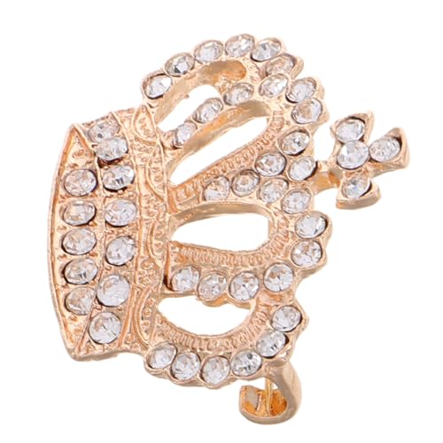 DIKACA Elegante Kronenbrosche Perlen und Strass Luxuriöse Anstecknadel für Damen Modisches Schmuckaccessoire für Hochzeit Abendkleid und Mantel Feine Handwerkskunst Goldfarben von DIKACA