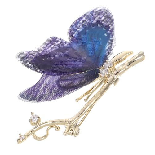 DIKACA Elegante Organza Schmetterlings-brosche mit Funkelnden Strasssteinen Leichter Kupfer-satin-anstecker Vielseitiger Schmuck für Brautkleid Abendkleid Prom und Festliche Outfits von DIKACA