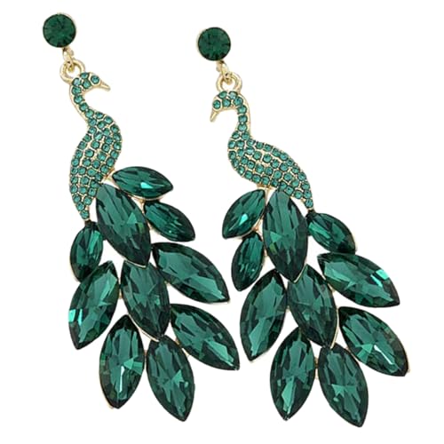 DIKACA Elegante Pfau ohrringe mit Kristallbesatz Leichte Dangle Ohrringe für Damen Modischer Schmuck im Boho stil Geeignet für Alltag Party Shopping und Festliche Anlässe von DIKACA