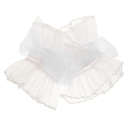 DIKACA Elegante Weiße Spitzen armbänder mit Schleifen design Abnehmbare Netz handgelenk manschetten Fingerlose Lolita Spitzen handschuhe Modisches Damen accessoire für Hochzeit und Party von DIKACA
