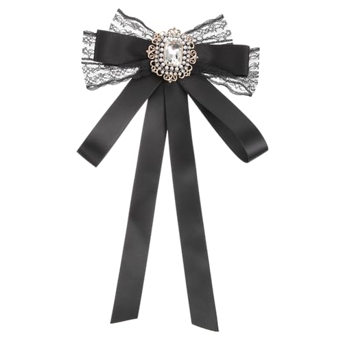 DIKACA Elegante brosche Schleife mit Strass Spitzen bowknot Anstecknadel für Blusen Modische schleife Langlebige Schmuck accessoire für Hochzeit Party Graduation von DIKACA