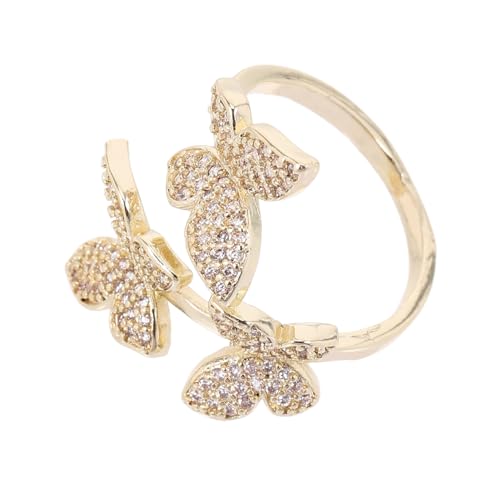 DIKACA Eleganter Offener Schmetterling Ring aus Kupfer Verstellbarer Damenschmuck mit Funkelndem Zirkonia Modischer Fingerring für Mädchen und Frauen zu Vielseitigen Anlässen DIKACA Eleganter Offener Schmetterling Ring aus Kupfer Verstellbarer Damenschmuck mit Funkelndem Zirkonia Modischer Fingerring für Mädchen und Frauen zu Vielseitigen Anlässen von DIKACA
