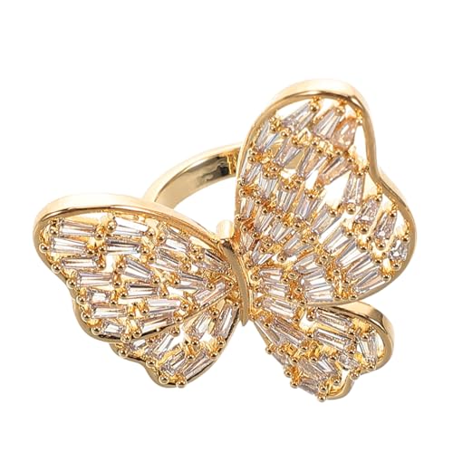 DIKACA Eleganter Schmetterling Ring für Damen mit Funkelnden Rhinestones Hochzeits und Verlobungsschmuck Hautfreundliches Vielseitig für Hochzeit und Alltag Goldfarben DIKACA Eleganter Schmetterling Ring für Damen mit Funkelnden Rhinestones Hochzeits und Verlobungsschmuck Hautfreundliches Vielseitig für Hochzeit und Alltag Goldfarben von DIKACA