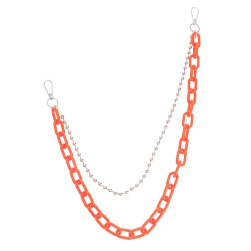 DIKACA Exaggerative Geometrische Hüftkette mit Runden Perlen Leichte Langlebige Acryl Eisen Glänzende Punk body Chain für Damen Party Tanz Reise Modisches Hip hop accessoire in Orange von DIKACA