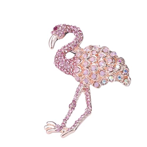 DIKACA Flamingo Brosche Damen Anstecknadel aus Legierung mit Strass Modische Party Kleid Clip Accessoire für Frauen und Mädchen Zartes Design in Hellrosa von DIKACA