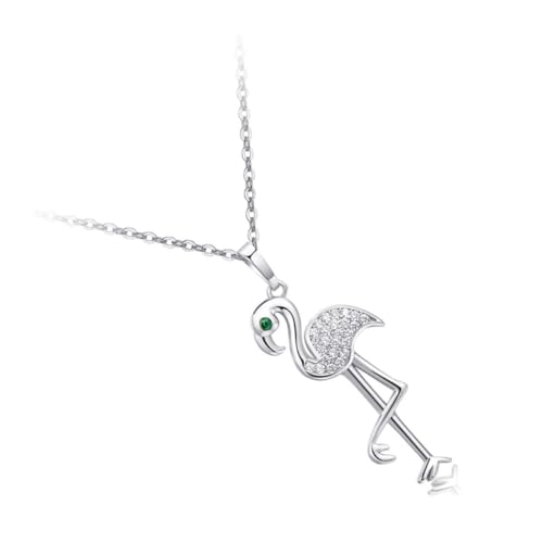 DIKACA Flamingo Halskette Damen Silber Anhänger Leicht Modisch Eleganter Schmuck für Party Geburtstag Alltag von DIKACA