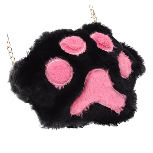 DIKACA Fluffy Cat Paw Schultertasche für Mädchen Niedliche Umhängetasche mit Kettenriemen Weiche Clutch Tasche Tragbare Crossbody Handtasche mit Katzenpfoten Design Modisches Accessoire von DIKACA