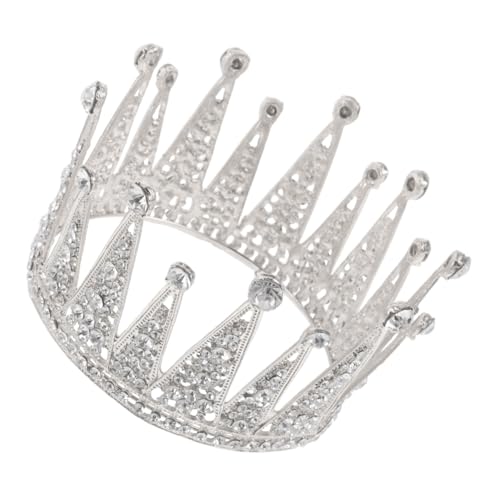 DIKACA Full Round Rhinestone Bridal Crown Elegante Prinzessin Tiara Haaraccessoire für Frauen Leichtes Funkelndes Hochzeitskronen-headpiece für Braut Geburtstag Party von DIKACA
