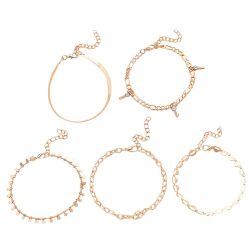 DIKACA Fußkette Damen Goldfarbene Punk Herz Anhänger Fußkettchen Verstellbar Leicht Sommer Schmuck für Strand Party Hochzeit Alltag von DIKACA