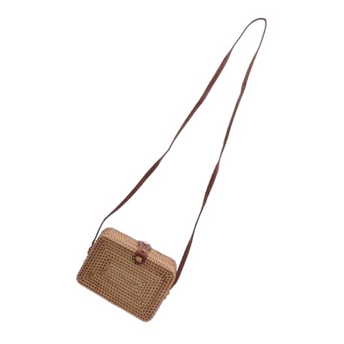 DIKACA Geflochtene Rattan Umhängetasche Damen Quadratisch mit Verstellbarem Schulterriemen Langlebige Handtasche für Alltag Party Geschenk Vielseitig als Crossbody und Geldbörse Geeignet von DIKACA