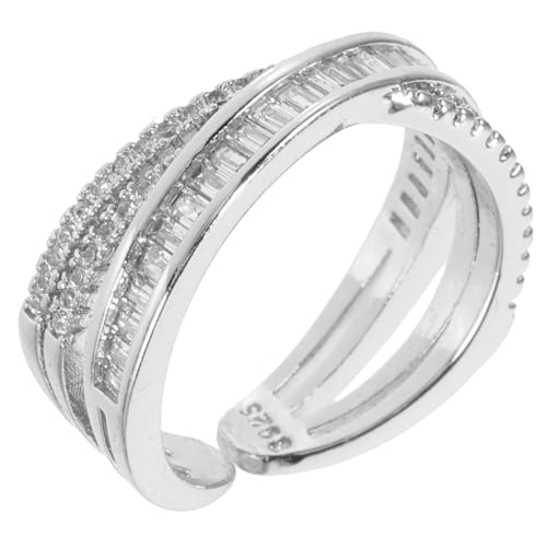 DIKACA Geometrischer Offener Verstellbarer Ring mit Zirkonia Modischer Statement fingerring für Frauen und Mädchen Eleganter Schmuck mit Glänzender Oberfläche Komfortabel und Langlebig von DIKACA
