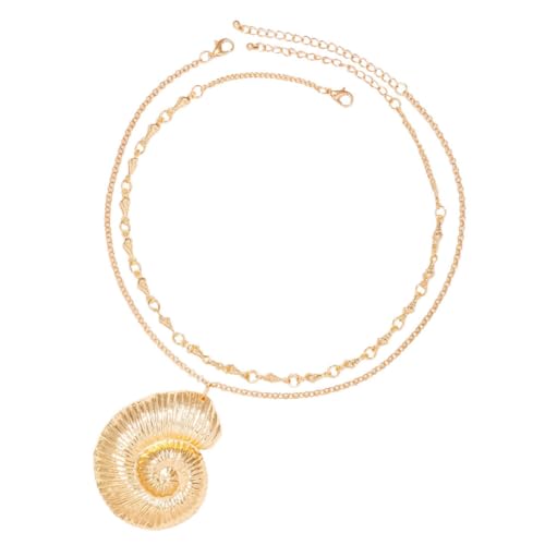 DIKACA Goldene Conch Halskette Damen Strand Schmuck Meeressymbol Anhänger Lange Kette Geschenkaccessoire Urlaub Beachwear von DIKACA