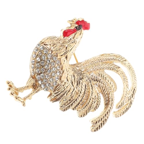 DIKACA Goldene Hahn Brosche mit Strasssteinen Langlebige Anstecknadel für Damen Modischer Schmuck für Hochzeit Geburtstag und Besondere Anlässe Elegantes für Frauen von DIKACA