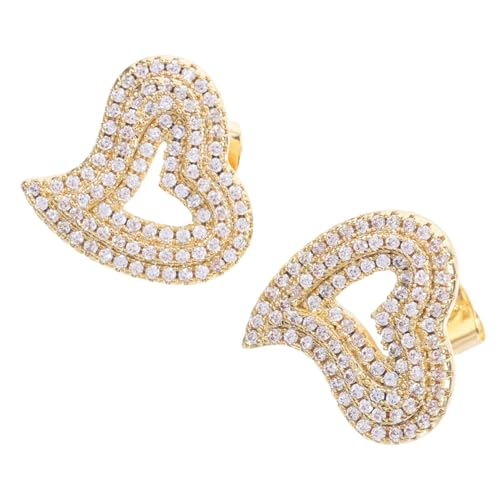 DIKACA Goldene Herz Ohrstecker Damen Vergoldet Hohles Design Funkelnde Zirkonia Leichter Retro Style Komfortabel für Alltag und Party Modischer Schmuck für Mädchen von DIKACA