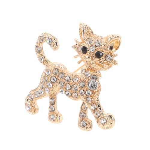 DIKACA Goldfarbene Katzen brosche aus Legiertem mit Kristallverzierung Niedliche Tier anstecknadel für Damen Vielseitig Tragbar an Kleidung Rucksack und Schal Elegantes DIKACA Goldfarbene Katzen brosche aus Legiertem mit Kristallverzierung Niedliche Tier anstecknadel für Damen Vielseitig Tragbar an Kleidung Rucksack und Schal Elegantes von DIKACA