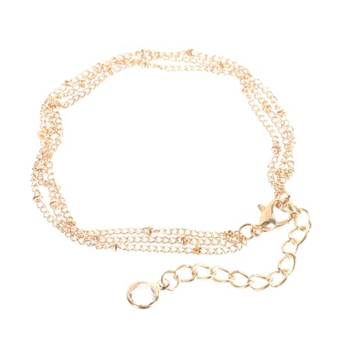 DIKACA Goldfarbenes Verstellbares Perlenarmband mit Lagen design Beaded Ball Retro Stil Vergoldetes Damenarmband Modisches Schmuckstück für Frauen Vielseitig Tragbar zu Festen und Alltag von DIKACA