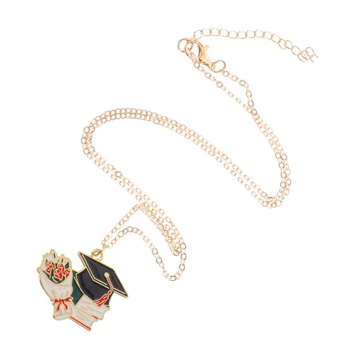 DIKACA Graduation Halskette Abschluss Schmuck mit Doktorhut Anhänger Modisches zur Abschlussfeier Grüne Halskette für College Schulabschluss und Feiertage von DIKACA