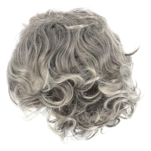 DIKACA Graue Kurze Lockige Damenperücke aus Seidenähnlichem Material Bequeme Wiederverwendbare Damenperücke für Halloween Weihnachten Karneval Cosplay und Bühnenauftritte von DIKACA