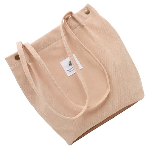 DIKACA Große Cord tasche Damen Einfache Schulter Tragetasche Beuteltasche Große Kapazität Weiche Canvas Handtasche für Alltag Shopping Freizeit von DIKACA