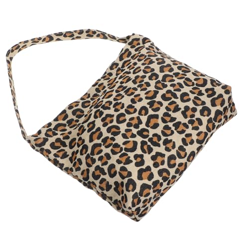 DIKACA Große Damen Schultertasche mit Leopardenmuster Leichter Stoff Geräumige Umhängetasche für Alltag und Freizeit Modische Retro Handtasche für Frauen Vielseitig und Atmungsaktiv von DIKACA