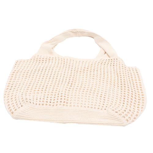 DIKACA Große Gehäkelte Strandtasche Damen Sommerliche Netz handtasche Robuste Schultertasche Vielseitige Tragetasche für Alltag Strand und Picknick Langlebiges Design in Apricot von DIKACA