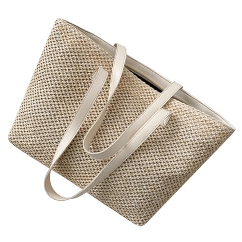DIKACA Große Gewebte Umhängetasche Damen Strohtasche Sommer Strandtasche mit Großer Kapazität Leichte Schultertasche für Alltag Reisen Strand und Arbeit Modisch und Vielseitig von DIKACA