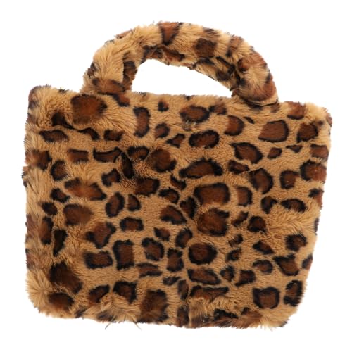 DIKACA Große Kapazität Leopard Handtasche Plüschgriff Modisch Vielseitig für Shopping Reisen Alltag Damen Tasche Leicht und Bequem von DIKACA
