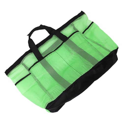 DIKACA Große Netz-strandtasche mit Reißverschluss und Wasserabweisendem Mesh Leichte Schultertasche mit Verstärkten Tragegurten Schnell Trocknend Vielseitig für Strand Camping Reisen und von DIKACA