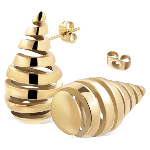 DIKACA Große Ohrringe aus Robustem Metall Spiralförmiges Design Leichte Komfortable Damen Drop Ohrringe Vielseitig für Alltag Arbeit Party und Festliche Anlässe von DIKACA