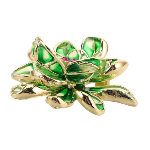 DIKACA Grüne Lotusblüten Brosche Damen Fein Emailliert Traditionell Chinesisch Modisch Anstecknadel für Kleidung und Uniform mit Einzigartigem Design und Elegantem Floralen Stil von DIKACA