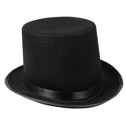 DIKACA Halloween Filz Zaubererhut Schwarz Hoher Gentleman Hut Kostüm Requisit für Party und Auftritte von DIKACA