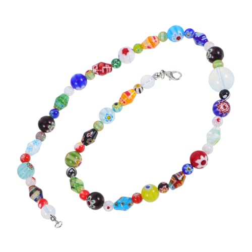 DIKACA Handgefertigte Glasperlenkette mit Blumenmuster Zarte Opal perlen Modischer Beaded Choker für Frauen und Mädchen Vielseitiger Modeschmuck für Besondere Anlässe und Alltagslook von DIKACA