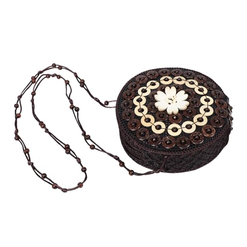 DIKACA Handgewebte Boho Crochet Umhängetasche mit Kokosnuss-schale Ethno-stil Schultertasche Vielseitige Telefon Münztasche für Frauen Mädchen für Shopping und Reisen von DIKACA