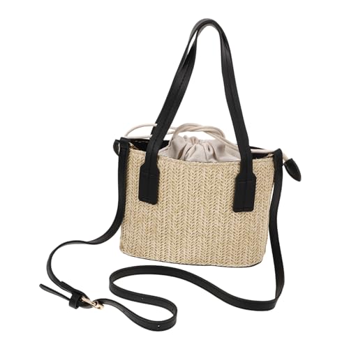 DIKACA Handgewebte Crossbody Tasche Damen Verstellbarer Schultergurt Strandtasche aus Stroh Modische Kleine Umhängetasche Vielseitig für Alltag Urlaub Shopping und Party Geeignet von DIKACA
