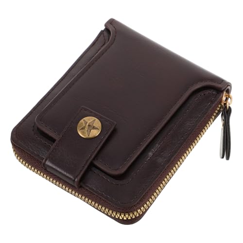 DIKACA Herren Geldbörse mit Reißverschluss Kompakte Kurze Geldbörse im Retro Stil Multifunktionaler Kartenhalter Langlebiger Organizer für Karten Bargeld und Münzen Geeignet für Business von DIKACA