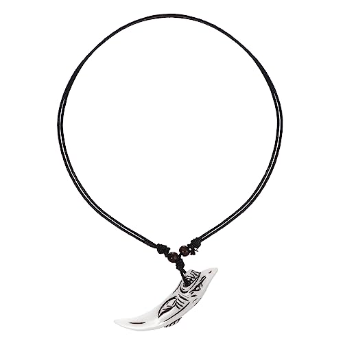 DIKACA Herren Halskette Holz mit Graviertem Haifischzahn Verstellbare Kette Modisches Pendant für Hip Hop Style Perfektes für Männer zu Besonderen Anlässen von DIKACA