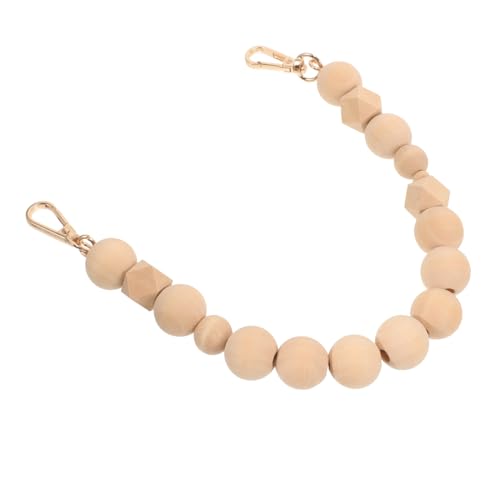 DIKACA Holzperlen Taschenkette Vintage Handtaschenriemen Metall Holz Material Robust Leicht Handtaschen Ersatz Damen Chic Dekorativ Einfach Kombinierbar von DIKACA