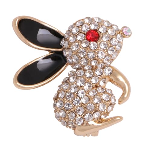 DIKACA Kaninchen Brosche mit Strass Vollbesatz Modische Anstecknadel für Damen Kleidung Eleganter Schmuck für Pullover Jacken Schals und Taschen von DIKACA