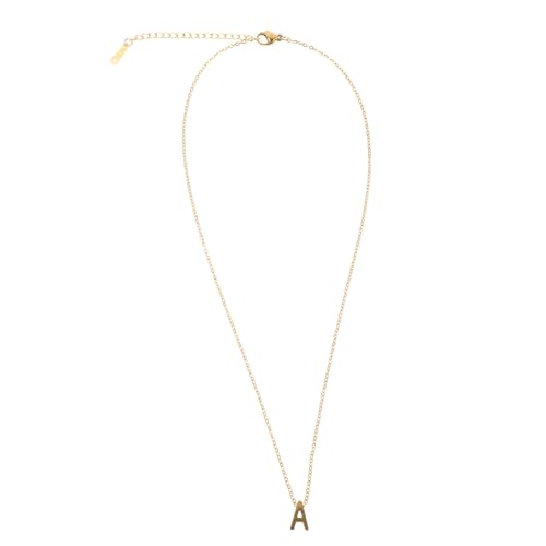 DIKACA Kette mit Buchstabenanhänger A Goldfarben Polierte Spiegeloberfläche Leichte Damen Halskette Modischer Schmuck für Alltag und Besondere Anlässe von DIKACA
