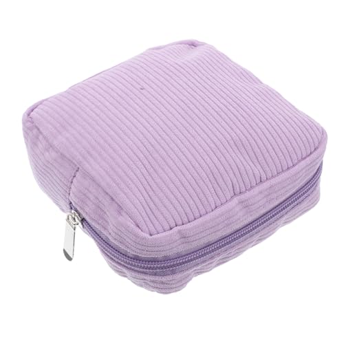 DIKACA Kleine Corduroy Kosmetiktasche mit Mehreren Fächern Tragbare Make up Damenbinden Aufbewahrungstasche Kompakte Sanitary Pad Etui für Handtasche Praktisches Täschchen für Frauen von DIKACA