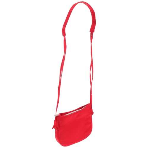 DIKACA Kleine Umhängetasche mit Verstellbarem Schultergurt Rotes Nylon Polyester Material Schleifendetail Vielseitig Tragbar als Crossbody oder Handtasche Modisch für Freizeit und von DIKACA