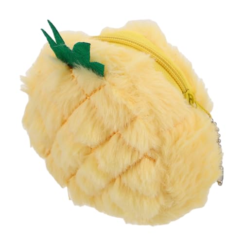 DIKACA Kleines Plüsch Geldbeutel mit Schlüsselanhänger Kreatives Ananas Münzfach für Autoschlüssel und Geld Niedliche Geldbörse für Mädchen und Teenager Multifunktionales Accessoire von DIKACA