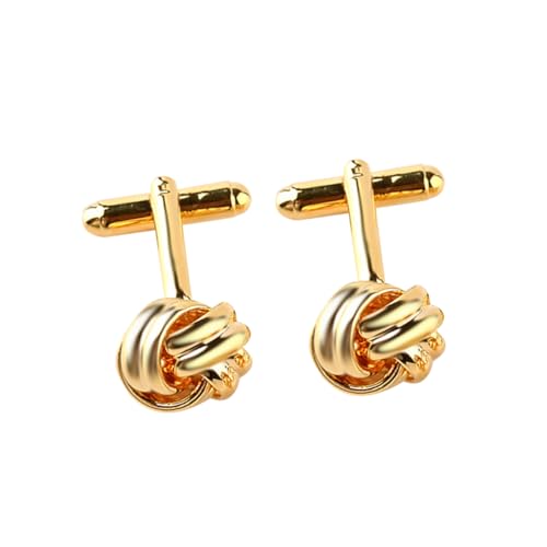 DIKACA Knoten Manschettenknöpfe für Herren Goldfarben Business Hochzeit Formelle Anlässe Hemdärmel Schmuck Stilvoll Robust als für Männer von DIKACA