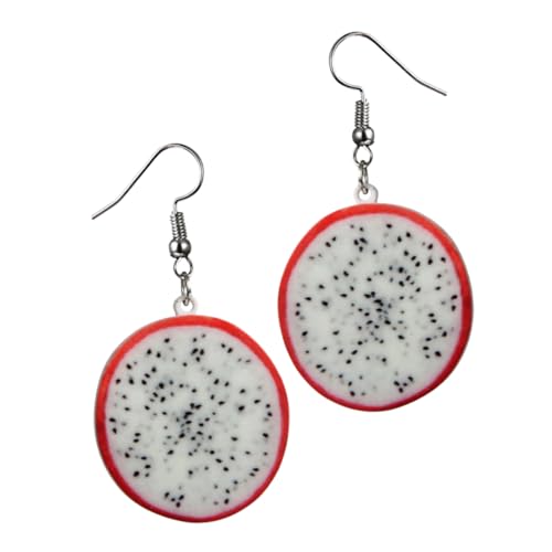 DIKACA Kreative Fruchtförmige Ohrhänger Drachenfrucht Rot Modischer Damenschmuck Leicht und Langlebig für Party Alltag Geschenkidee von DIKACA