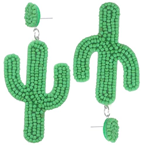 DIKACA Kreative Grüne Kaktus Ohrringe Handgefertigt mit Perlen Leichte Drop Ohrhänger für Damen und Mädchen Modischer Boho Schmuck Komfortabel und Hautfreundlich Geschenk für Frauen von DIKACA