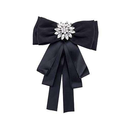 DIKACA Kreative Strass Schleifenbrosche Schwarz Damen Anstecknadel für Hemd und Bluse Modische Broschennadel mit Rhinestone Elegante Brosche als Geschenk für Party und Alltag von DIKACA