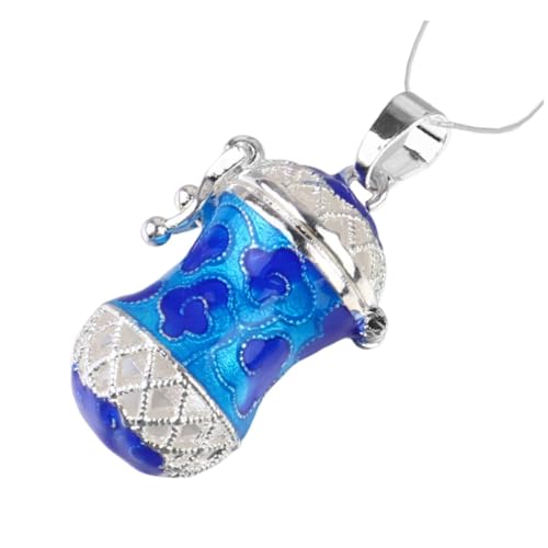 DIKACA Kupferlegierung Anhänger Aromatherapie Diffusor Hohl Rechteckiger Duftöl Halter DIY Halskette Schmuckanhänger mit Sicherem Verschluss Blau Geschenk für Damen von DIKACA