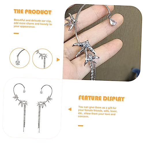 DIKACA Lange Quasten Ohrringe für Damen Zirkonia Ohrclips Piercing Eleganter Ohrschmuck mit Hellem Leichter und Langlebiger Ohrhänger für Alltag und Fest Teiliges Silber von DIKACA