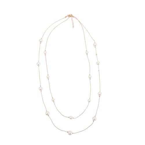 DIKACA Layered Pearls Halskette Damen Mehrschichtig Lang Elegant Modisches Party accessoire Klobig Schmuck für Alltag und Geschenk von DIKACA